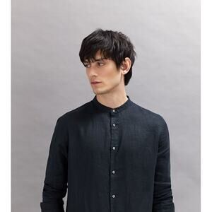 Fusaro Luigi men's Linen Long-sleeve REGULAR Mandarin collar shirt size 16/41